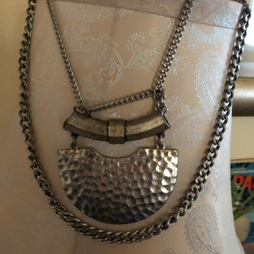Silver two-layered chain necklace